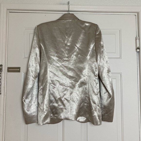 L'AGENCE Chamberlain Blazer in Platinum Silver Satin Size 8 - Picture 9 of 17